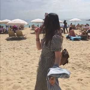 Reformation-like Gingham Wrap Dress